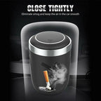 Portable Car Ashtray with LED Light, Car Cigarette Ashtray with Lid, Detachable Stainless Steel Ashtray, Car Interior Accessory for Most Vehicles