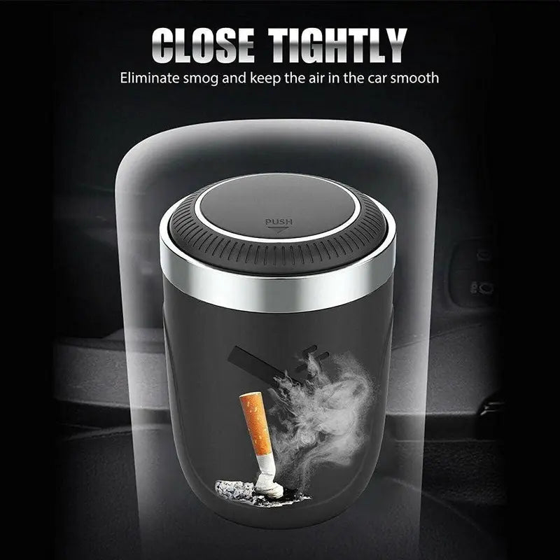 Portable Car Ashtray with LED Light, Car Cigarette Ashtray with Lid, Detachable Stainless Steel Ashtray, Car Interior Accessory for Most Vehicles