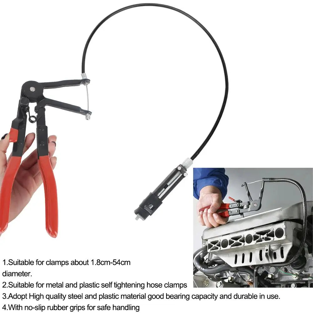 Car Repair Tool, Cable-Type Flexible Hose Clamp Pliers, Hose Removal Pliers, Disassembly Tools for Car Repairs, Ergonomic Handle, Car Accessories, Heavy Duty, Durable Construction, Flexible Reach, Metal [Sold 447 units]