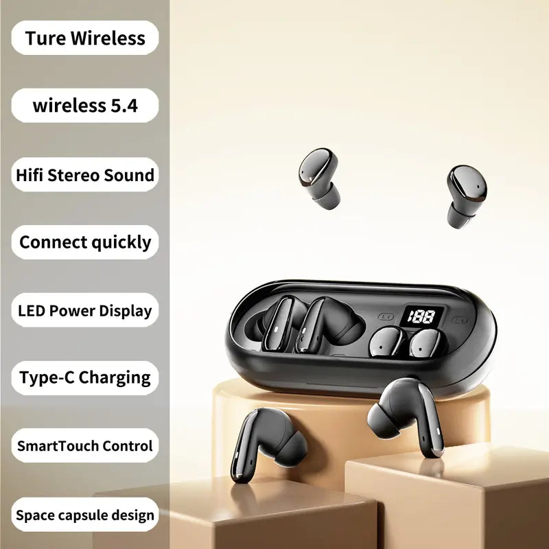 Voprene 2-Pack Wireless In-Ear Earbuds - Invisible, Secure Bluetooth Headset with Built-In Mic, Ultra-Small, Lightweight, Water-Resistant, Electronic Audio Device for Music/Calls, Work From Home & Charging Capability（1,000+ sold）