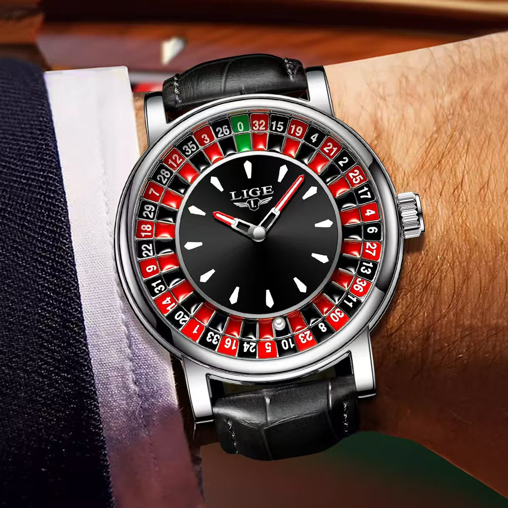 Men's Fashion Round Russian Roulette 12 Zodiac Theme Interactive Quartz Watch, Analog Display, Waterproof Design for Parties and Daily Wear （1,000+ sold）