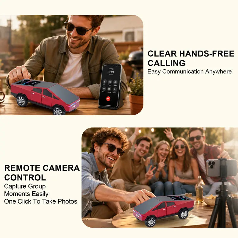 WSTER WS-580 Pickup Truck Model Bluetooth Speaker Cybertruck Style Rechargeable Portable Audio with USB TF AUX FM TWS Stereo Sound Great for Indoor Outdoor Parties Perfect Birthday and Father's Day Gift Connection Wireless Speaker