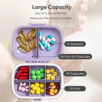 8-Compartment Pill Organizer, Medical Organizer, 1 Count Mini Portable Pill Case, Dustproof Medicine Storage Box for Daily Travel, Vitamins and Supplements