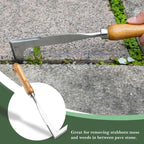 2026 Crack Weeder Tool , lawn mower tools Stainless Steel Manual Grass Puller with Beech Wood Handle for Sidewalk Driveways Patio Paver Narrow and Wall Gaps Garden