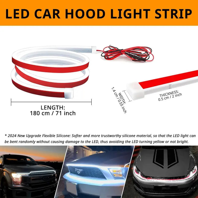 Car Hood Light Strip, Dynamic Scan Startup LED Light Strip, Waterproof Flexible DRL, Eye-Catching Night Driving Upgrade for Car Enthusiasts, Universal Car Upgrades Accessories for Truck/SUV, Ideal Gift for Him    [Sold 848 units]