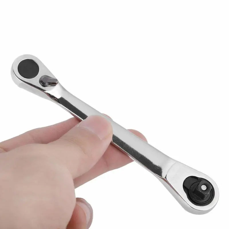 1-Piece 1/4-Inch Silver Mini Double-Headed 72-Tooth Ratchet Wrench, 5-Degree Quick Release Drive Socket (Bits Not Included), Textured Grip Rotator for Confined Space, DIY Maintenance Work Tool, Tools and Gadgets