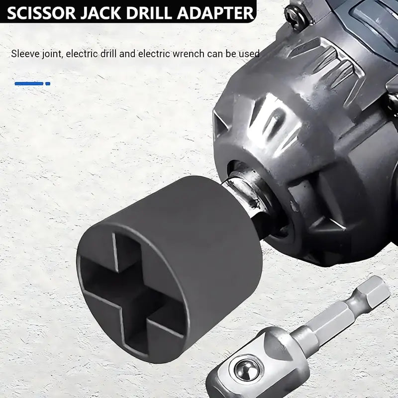 Universal Jack Socket Adapter for Hand Drill Sturdy Scissor Jack Drill Adapter Heavy-Duty Socket Converter Easy Tire Change Tool for Electric Wrenches Hand Drills and Ratchets [Sold 688 units]