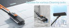 3-in-1 Floor Scrubber Squeegee Combo - Long Handles, 360° Rotatable, Heavy-Duty Stiff Bristle Scrubber, 3in1 Glass Wipe for Bathtub, Shower, Home Cleaning Supplies (Shower Broom Squeegee), Brush+Squeegee, Durable