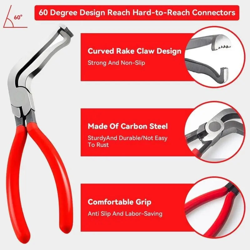 Combo Pack-Automotive repair pliers, automotive electrical disconnect pliers kits, high carbon steel connector splitters, hose clamps, automotive trim clip removal pliers, plug release tools, and wire terminal removal tools.