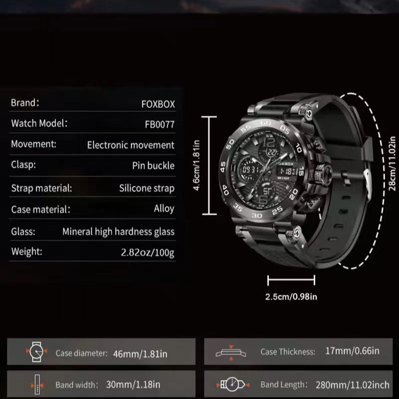 Men's Waterproof Digital Sports Watch with Luminous Dial Alarm Function, Wristwatch Gift with Box, Digital Analog Watch, Water Resistant Watch（1,000+ sold）