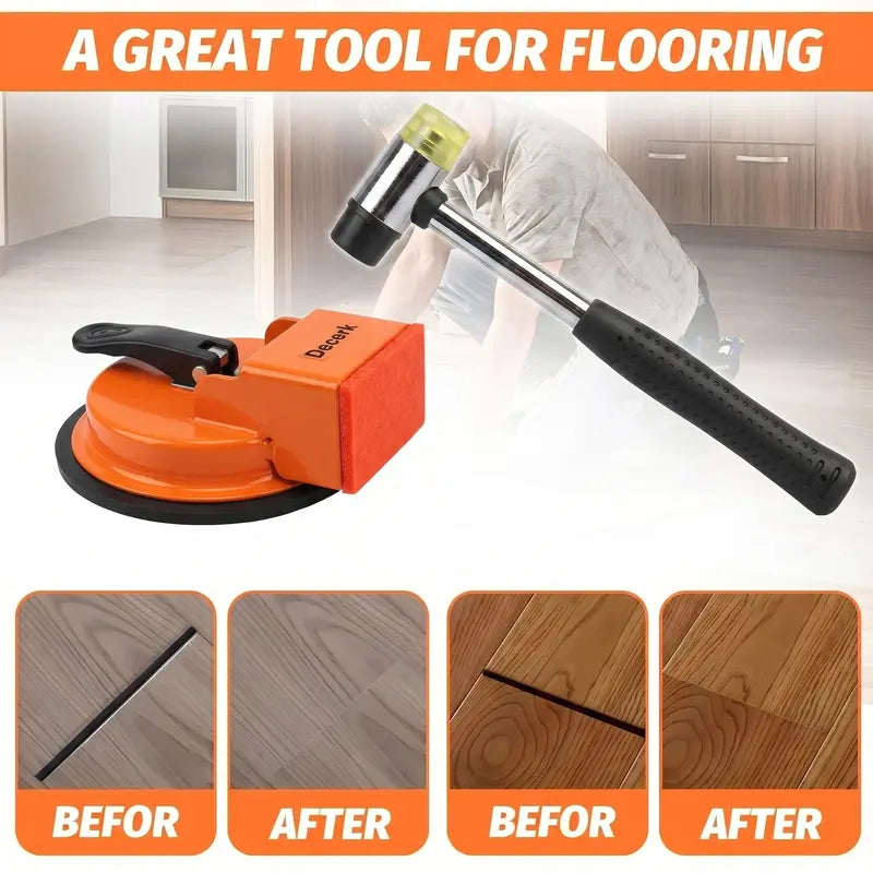 Floor Gap Fixer Tool fathers day gift Suction Cup Gap Puller with 2 Reusable Sticky Pads & Rubber Mallet, Heavy Duty Repair Tool, Laminate Flooring Tools, Vinyl Floor Repair Kit, Gap Tool