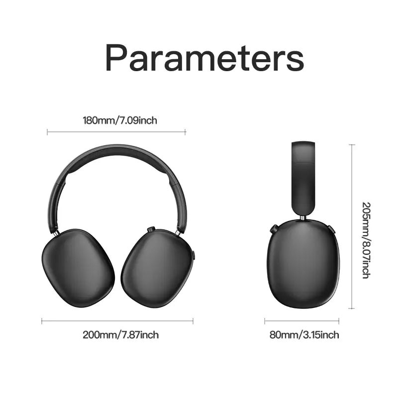 Wireless Bluetooth Headphones, Over-Ear, Deep Base, Foldable, Mic for iOS/PC Headphones Android Memory Headset, Travel Headphones, Perfect Gift for Men Women, Black