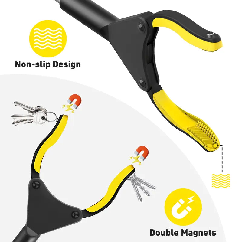 Volmees 43" Extra Long Grabber Reacher Tool, Grabbers for Seniors Grab it Reaching Tool w/Anti-Drop Cord, Lightweight Trash Grabber Pickup Tool 360°Rotating Jaw +Magnets, Heavy Duty Foldable Grabber