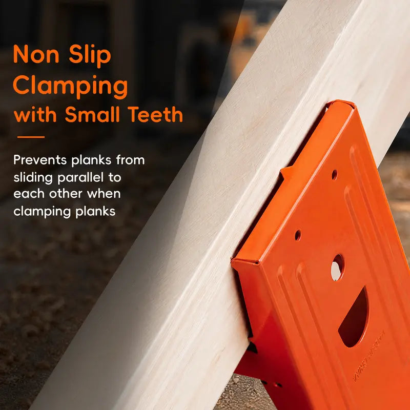 GJANSH 2Pcs Heavy Duty Sawhorse Brackets with Down Clamp – Adjustable Fast Fixed Clip for Woodworking, DIY Projects & Jobsite Cutting. Secure Connector for 2x4 Lumber.