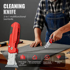 2-in-1 Folding Utility Knife Scraper, Heavy Duty Zinc Alloy Body, Retractable Work Tool with Blade Storage, 13pcs SK2 Black Replacement Blades, EDC Tools and Gadgets for Home, Office, Work Tools