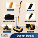 #Summervibes 43'' Long Handle Car Wash Mop, 15° Ergonomic Design, Microfiber Material, Avoid Scratching, Retractable Aluminum Pole(Durable), Suitable for Cars, Truck, SUV and Home Cleaning - Auto Wash Accessories!