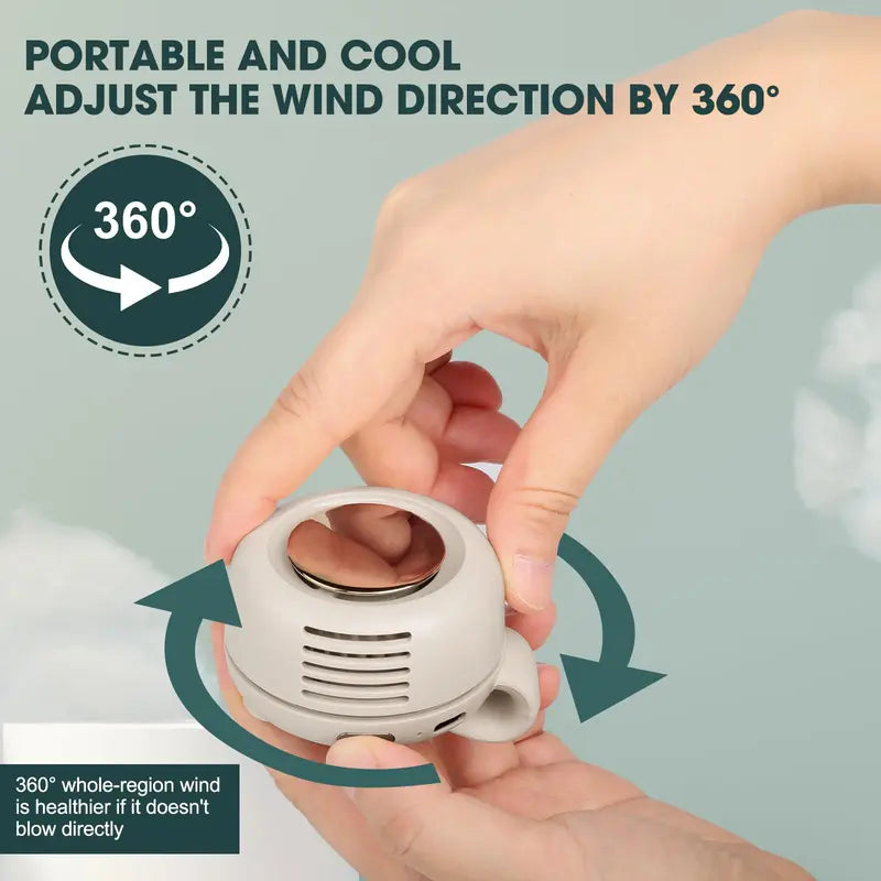 Summervibes Portable Silent Mini Bladeless Electric Fan with Rotating Body and Three-speed Adjustable Silent Cooling, Clip-on Fan, Waist-mounted Fan, Suitable for Outdoor Travel and Office Use, Summer Gift