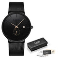 LIGE Men's Casual Trendy Quartz Wristwatch - 40mm Round Quartz Dial, 30m Waterproof, Adjustable Hook Strap, Custom Fit, Easy to Use, Male Wear Fashion Accessory, Unique Gift for Him [Sold 608 units]