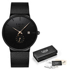 LIGE Men's Casual Trendy Quartz Wristwatch - 40mm Round Quartz Dial, 30m Waterproof, Adjustable Hook Strap, Custom Fit, Easy to Use, Male Wear Fashion Accessory, Unique Gift for Him [Sold 608 units]