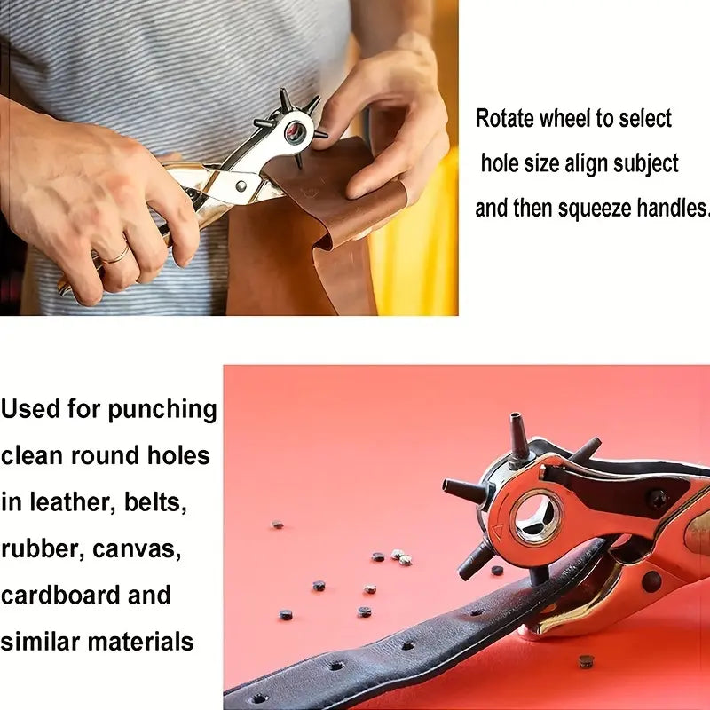 Belt Punch Pliers - Specialty Hand Tool with Smooth Hole Puncher, DIY Tools for Belt Perforation, Home Leather Projects, Father's Day Gift
