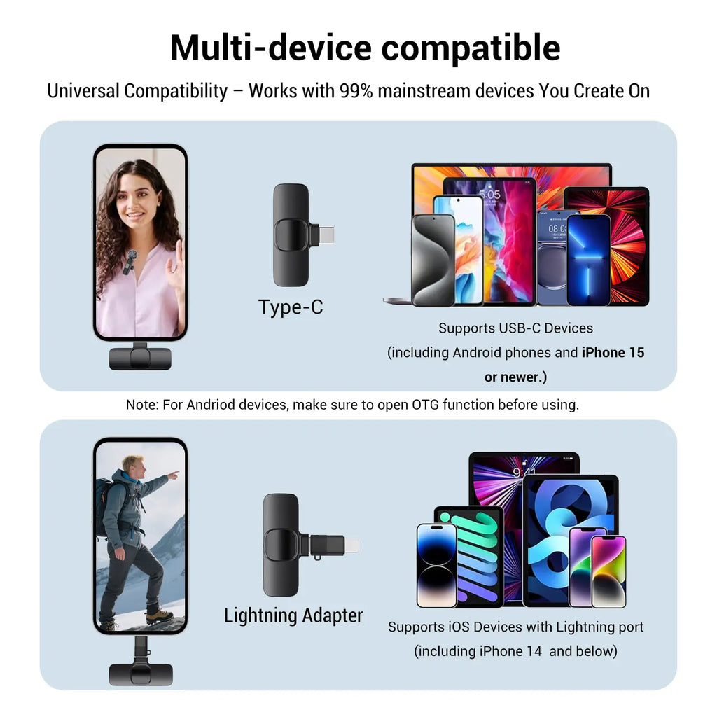 Mini Wireless Lavalier Microphone for iPhone/Android Smartphones,Portable USB-C Lapel Mic for Audio/Video Recording,Plug-and-Play Wireless Microphone for Live Streams,Interviews,Teaching,Vlog,YouTube,Tiktok,USB-C Mics, Abs, Accessories