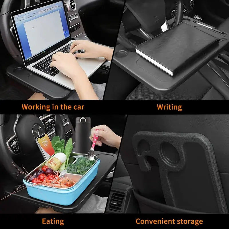 Steering Wheel Tray - Black Car Interior Organizers for Constant Travelers, Steering Wheel Desk & Food Table, Cars Accessories, Auto Accessories with Universal Fit for Most Vehicles