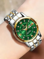 Women's Rhinestone Decor Round Dial Watch, Quartz Wristwatch, Fashionable Watches, 30M Waterproof Luminous Watch with Date Display Function, All-match Gift with Box, Analog Watch [Sold 638 units]