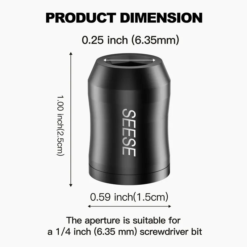 【DealsForYouDays】SEESE Strong Magnetic Screw Ring: 1/4 Inch/ 6.35 mm Universal Magnetic Screw Holder - Removable Magnetic Screwdriver Drill Bit Holder for Hex Screwdriver and Power Bits