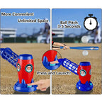 Kids Electronic Baseball Pitching Machine - Auth Pitching Machine with 5 Plastic Baseballs Included -Ages 3+