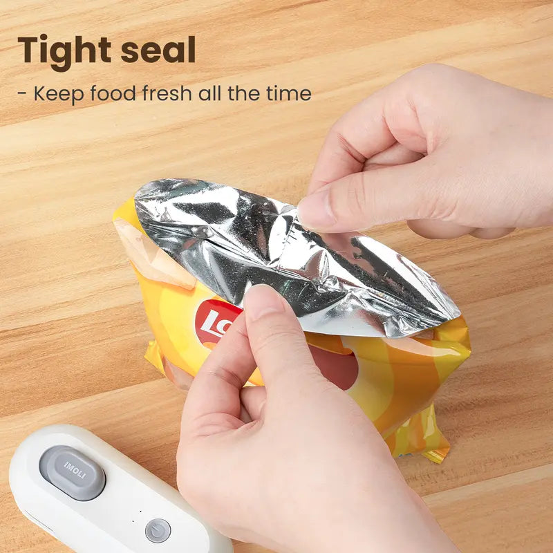 IMOLI New 4 in 1 Mini Sealing Machine Snack Bag Portable Beer Bottle Opener Built-In Cutter USB Rechargeable Plastic Heat Sealer for Food Storage Magnetic Design Home Kitchen Pet Supplies Camping