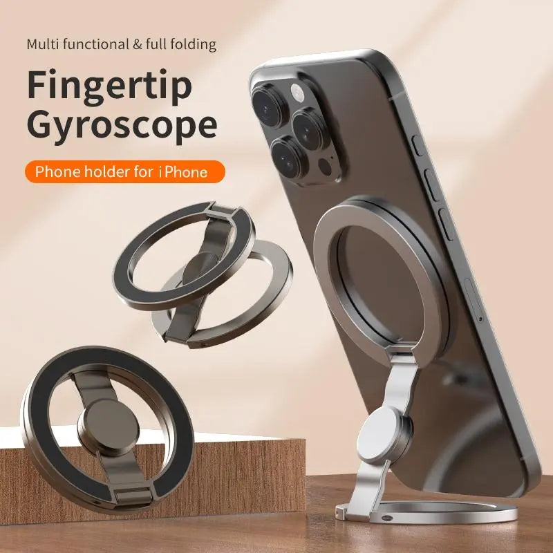 Magnetic Phone Stand & Fidget Spinner Combo, Dual Magnetic Ring Stand, Fidget Toys Adults, Foldable, 360° Rotation, Phone Holder Car, Desk Phone Stand, MagSafe Compatible, Stress Relief Accessory for Home/Office/Travel/Gym