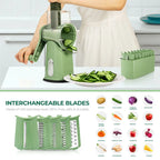 SUSTEAS Rotary Cheese Grater with Handle, 5 Well-Designed Blades, Strong Suction Cup Base, Kitchen Utensils Vegetable Slicer Dicer Fruit Vegetable Slicer Gadgets Kitchen summerwins